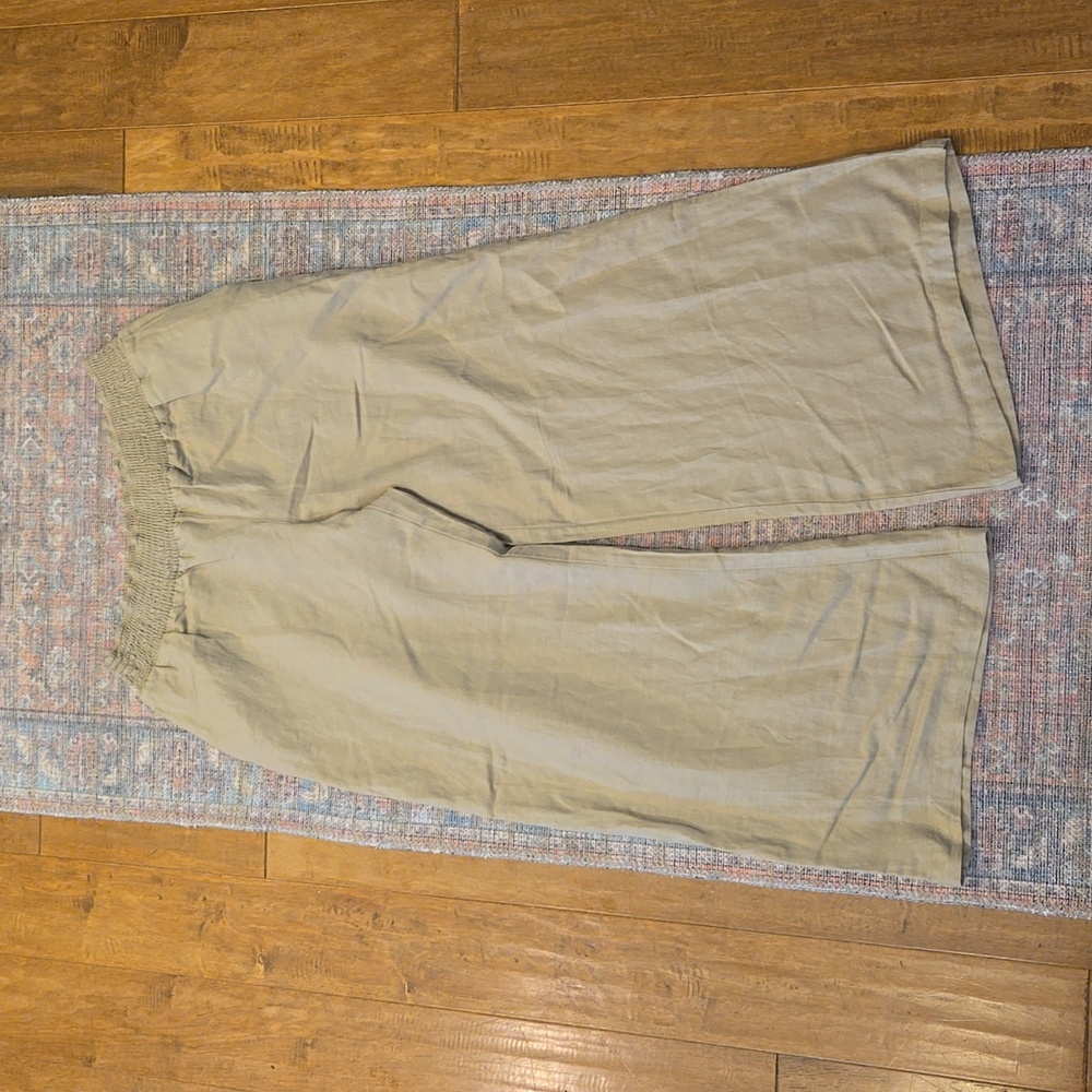 Linen/Polyester Blend Pull On Pant